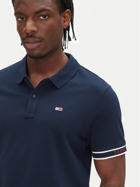 Tommy Jeans Tommy Jeans Polo majica Flag Cuff DM0DM21306 Mornarsko modra Slim Fit