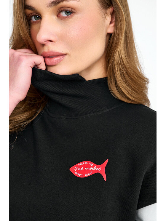 NAOKO NAOKO Bluza Fish Market Czarny Regular Fit