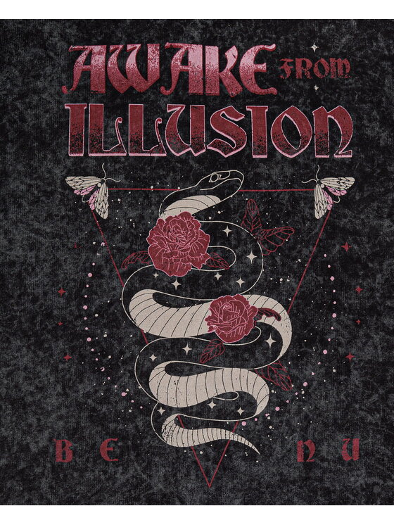 BENU BENU T-Shirt Snake Czarne rodowanie Oversize