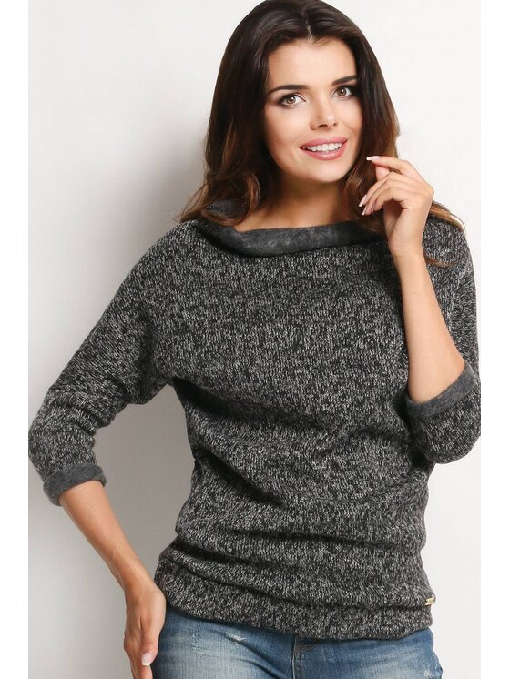 Awama Awama Sweter A121 Szary Basic Fit