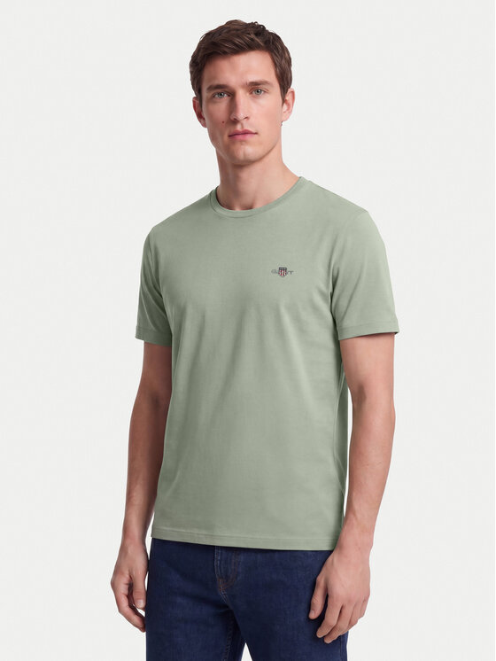 Gant Tricou Shield 2003184 Verde deschis Regular Fit