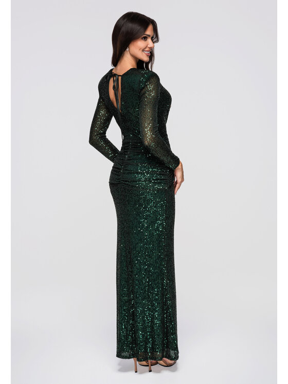 Ombre Ombre Sukienka wieczorowa LA-OM-DLR271 Zielony Regular Fit