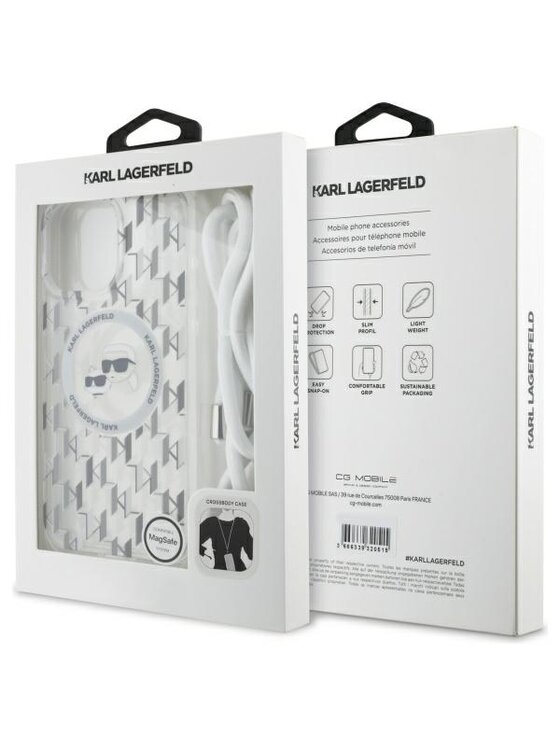 KARL LAGERFELD KARL LAGERFELD Etui na telefon Crossbody Monogram Karl & Choupette Head Przezroczysty