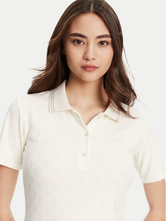 Guess Guess Polo majica V5YP01 KCX12 Kremna Regular Fit