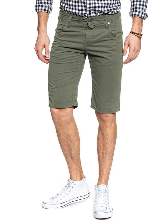 Mustang Mustang Szorty jeansowe CHICAGO SHORT Zielony Slim Fit