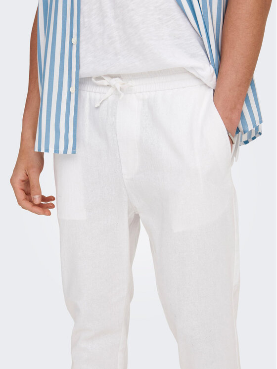 Only & Sons Only & Sons Hlače iz tkanine 22024966 Bela Tapered Fit