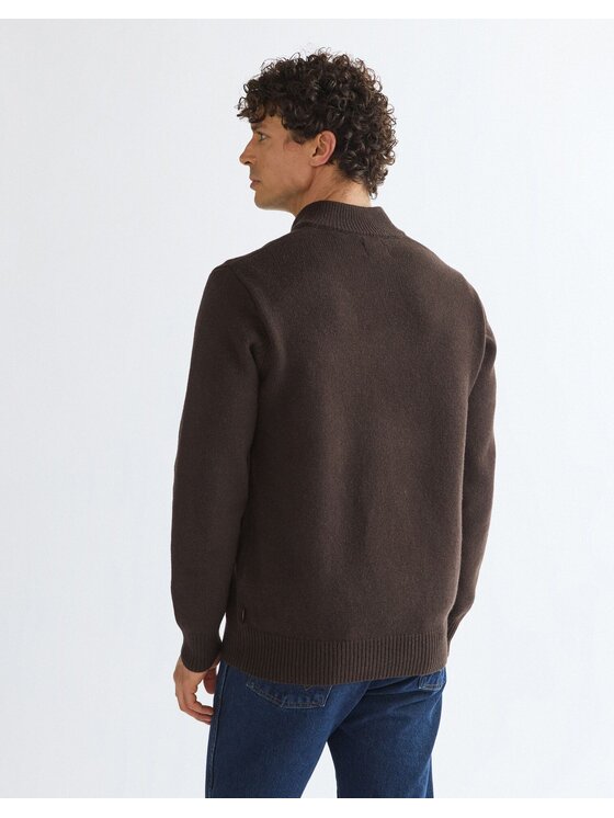 Wrangler Wrangler Sweter QUARTER ZIP KNIT Brązowy Regular Fit