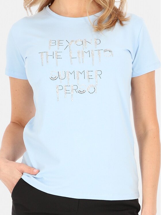 Perso Perso T-Shirt TCE241100F Błękitny Regular Fit