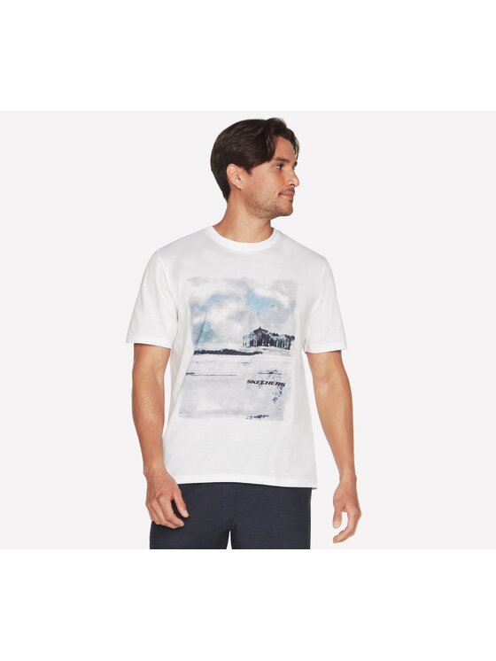 Skechers Skechers T-Shirt MTS371-WHT Biały Regular Fit
