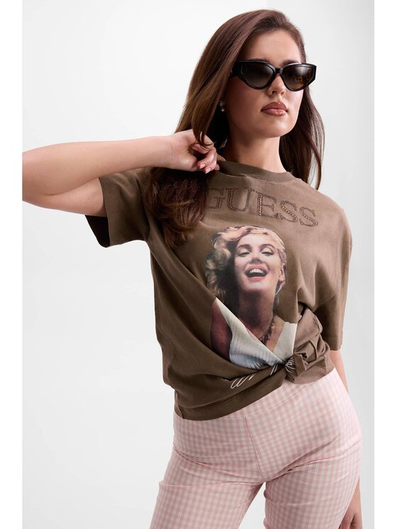 Guess Guess T-Shirt 182691 Brązowy Classic Fit
