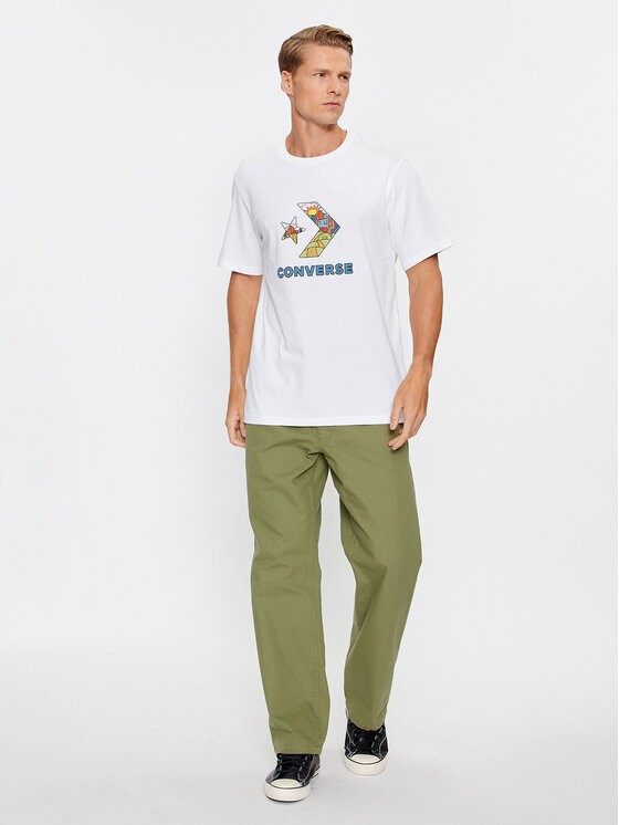 Converse Converse Marškinėliai Star Chevron Block Infill Ss Tee 10025280-A02 Balta Regular Fit