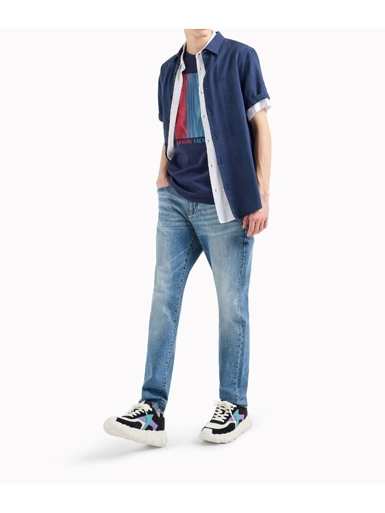 Armani Exchange Armani Exchange Tričko 3DZTKB ZJH4Z 15DJ Tmavomodrá Slim Fit