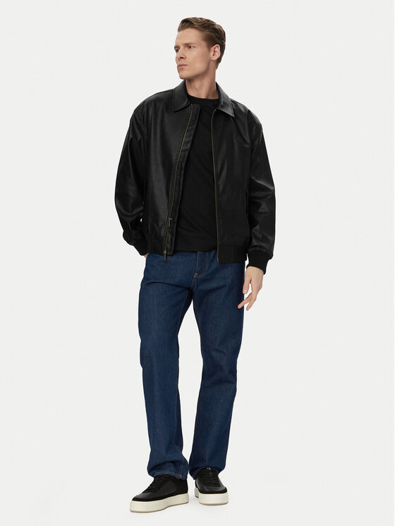 Calvin Klein Jeans Calvin Klein Jeans Яке от имитация на кожа LV04RF403G Черен Relaxed Fit
