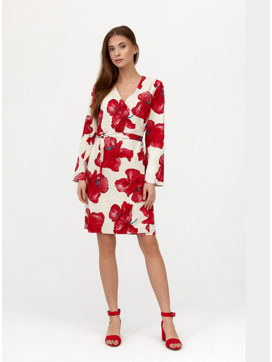 Bubala Bubala Sukienka codzienna Kopertowa’2 Biały Feminine Fit