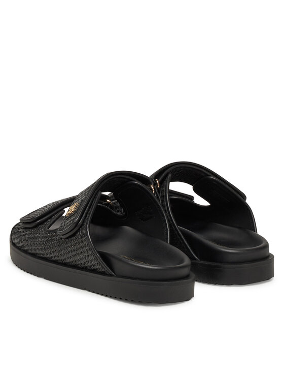 Tommy Hilfiger Tommy Hilfiger Şlapi DOUBLE STRAP RAFFIA FW0FW08940 Negru