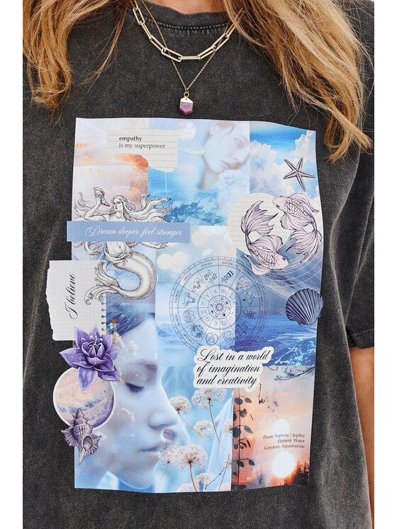 NAOKO NAOKO T-Shirt Tides of Pisces Czarny Regular Fit