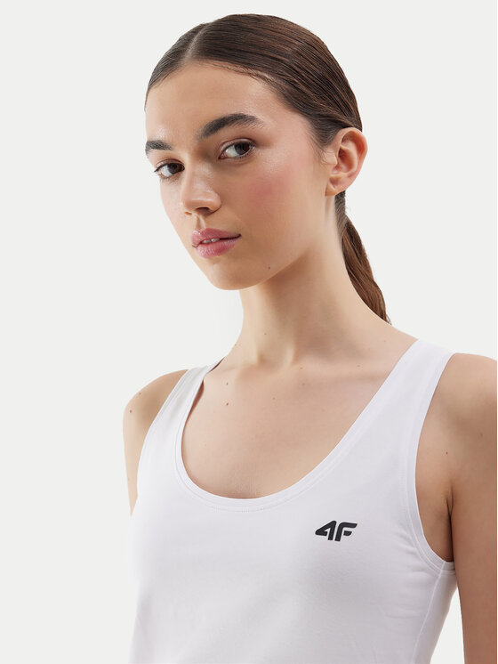 4F 4F Top 4FWSS24TSLEF041 Biały Slim Fit