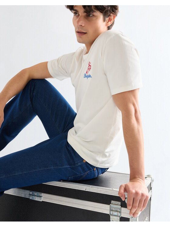Wrangler Wrangler T-Shirt EMBROIDERY TEE Biały Regular Fit