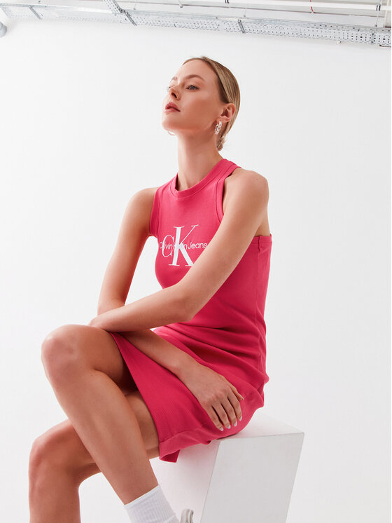 Calvin Klein Jeans Kleid Slim Rosa Alltag Fit für J20J220754 den