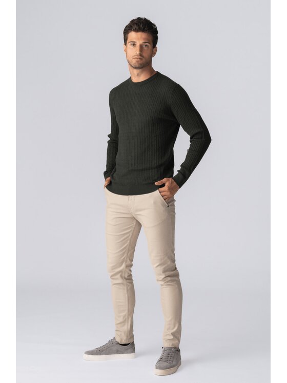 TeeShoppen TeeShoppen Sweter 'Basic Collection' Khaki Regular Fit