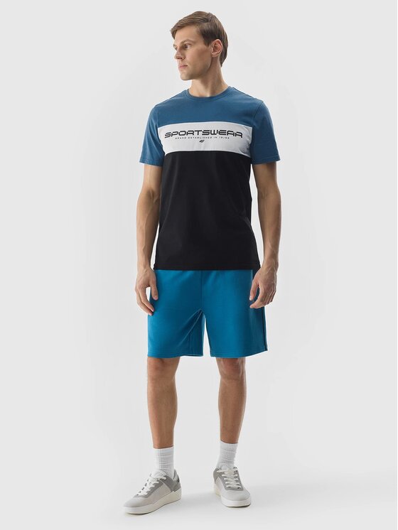 4F 4F Tričko 4FWSS24TTSHM1326-33S Modrá Regular Fit