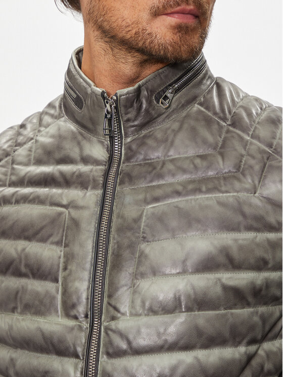 Milestone Milestone Μπουφάν δερμάτινο Malik 431013 60215 Γκρι Regular Fit