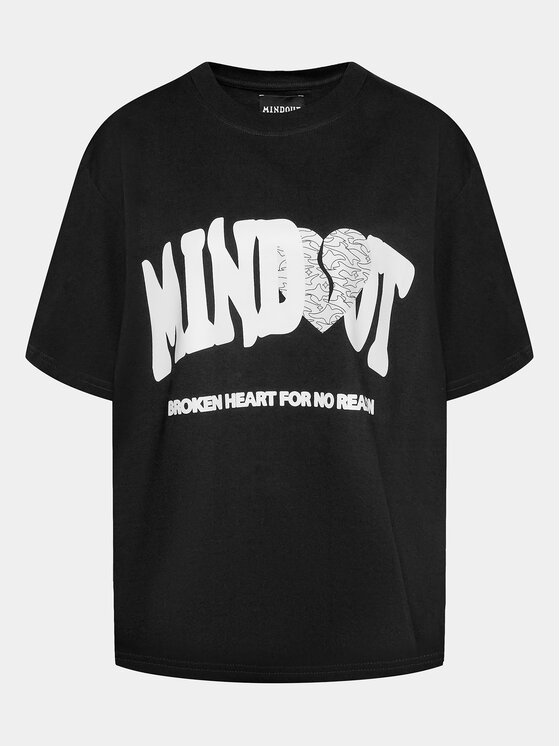 mindout t-shirt broken heart noir boxy fit