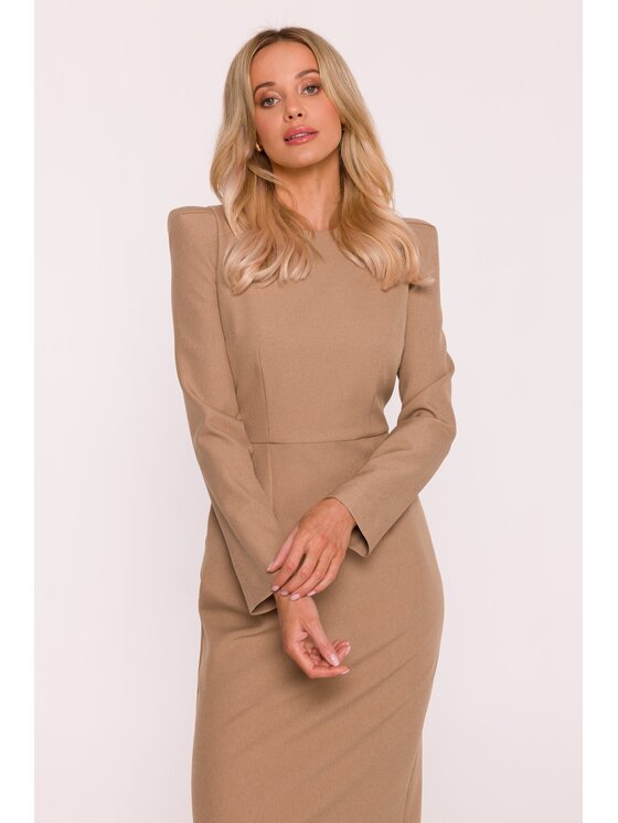 Stylove Stylove Sukienka wieczorowa S412 Beżowy A-Line Fit