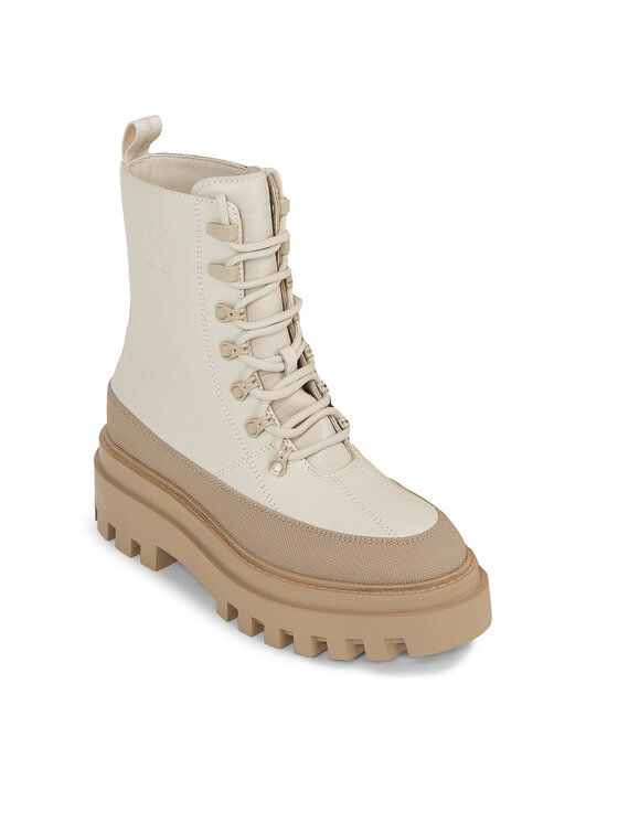 Calvin Klein Jeans Calvin Klein Jeans Īsie zābaki Flatform Lace Up Boot Lth YW0YW01110 Bēšs