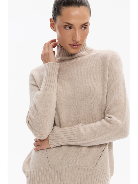 Deni Cler Milano Deni Cler Milano Sweter T-DC-S484-F5-90-13-1 Beżowy Regular Fit