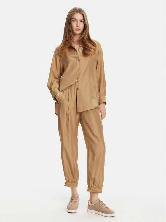 Marella Marella Hlače iz tkanine Abetaia 2513131095 Bež Relaxed Fit