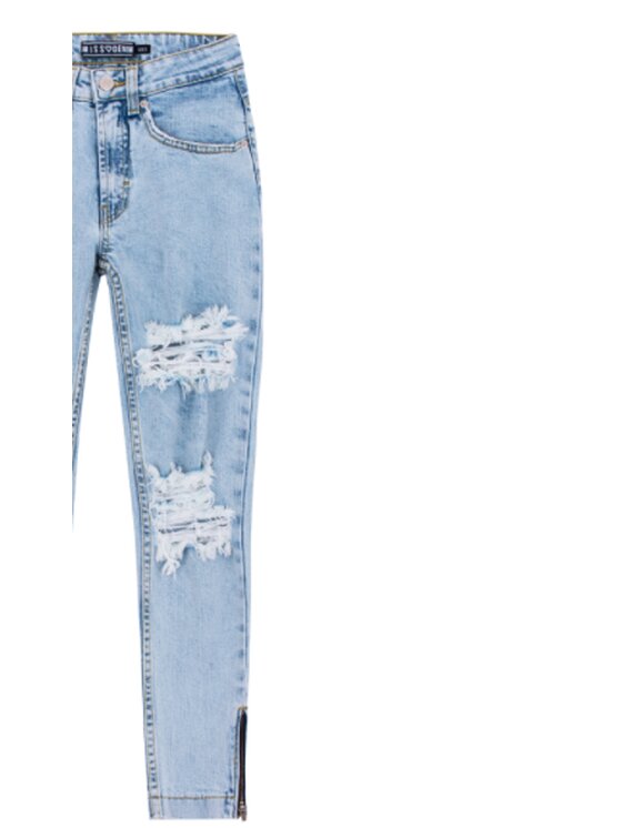 MissDenim MissDenim Spodnie damskie Zip Leg Błękitny Skinny Fit