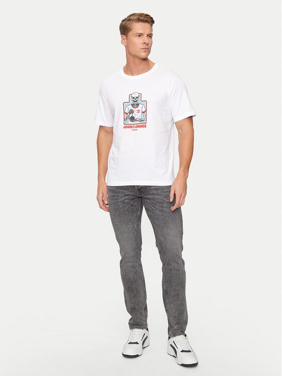 Jack & Jones Jack & Jones T-Shirt Eight Skull 12264841 Biały Standard Fit