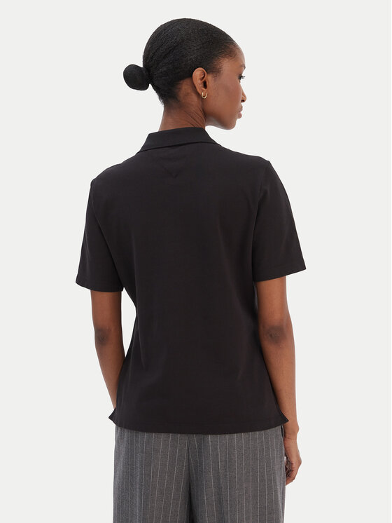 Tommy Hilfiger Tommy Hilfiger Тениска с яка и копчета 1985 WW0WW43224 Черен Regular Fit