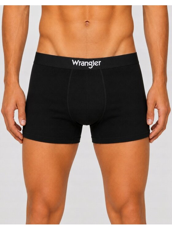 Wrangler Wrangler Bokserki Masson 3 Pack Cotton Elastane Trunks Czarny
