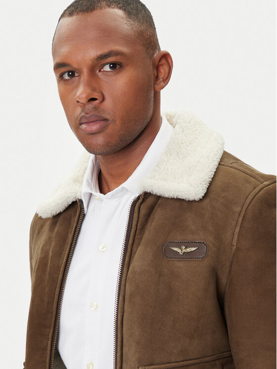 Aeronautica Militare Aeronautica Militare Kožená bunda 252PN0163U100893 Hnedá Regular Fit