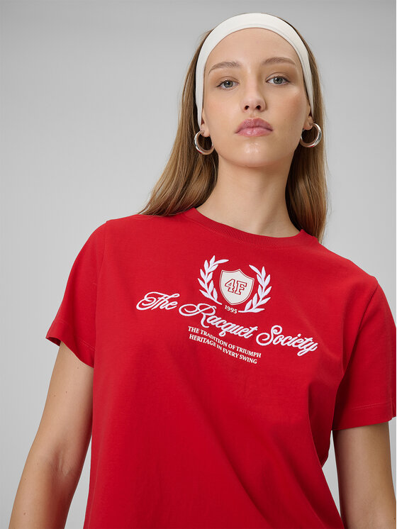 4F 4F T-Shirt SPORTS CLUB Czerwony Boxy Fit