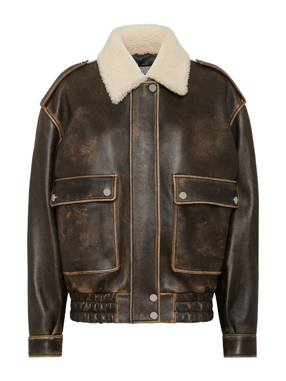 PHILIPP PLEIN PHILIPP PLEIN Kurtka skórzana 27263 Brązowy