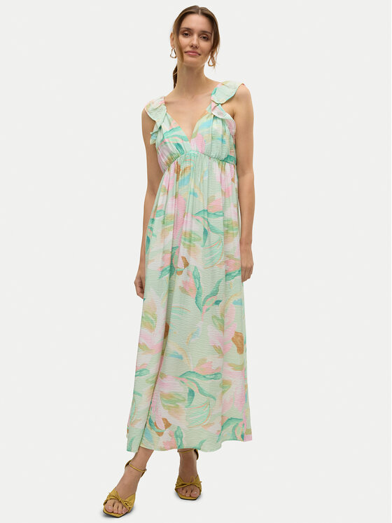 Vero Moda Vero Moda Letné šaty Josie 10324125 Zelená Regular Fit