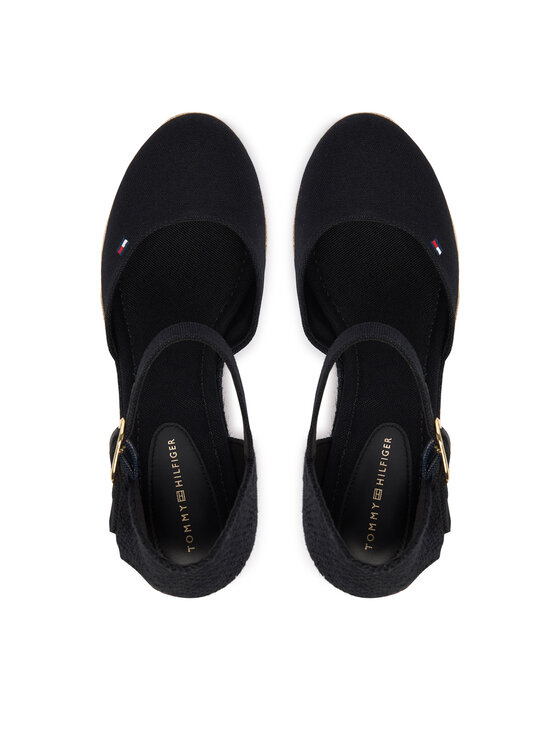 Tommy Hilfiger Tommy Hilfiger Espadrilles Mid Wedge Espad Closed Toe FW0FW09233 Fekete