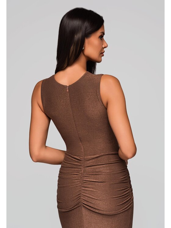 Ombre Ombre Sukienka wieczorowa LA-OM-DLR218 Brązowy Slim Fit