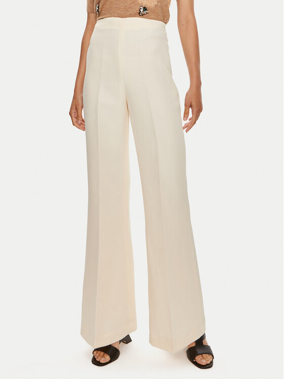 TWINSET Bavlnené nohavice 241TT2104 Béžová Wide Leg
