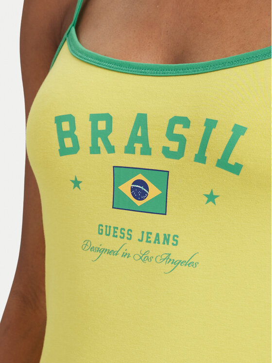 Guess Jeans Guess Jeans Top W6YP20 K4202 Żółty Slim Fit