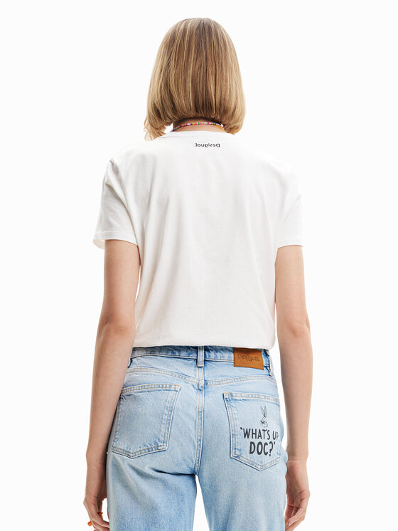 Desigual Desigual T-Shirt LOONEY TUNES Bugs Carrot 23SWTKBT Λευκό Regular Fit