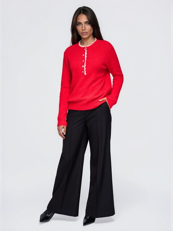 Ombre Ombre Sweter OW-SW-E0042 Czerwony Regular Fit