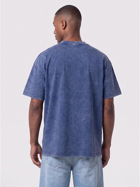 Urban City Urban City T-Shirt Szeroka luźna sprana acid wash 132842 Niebieski Oversize
