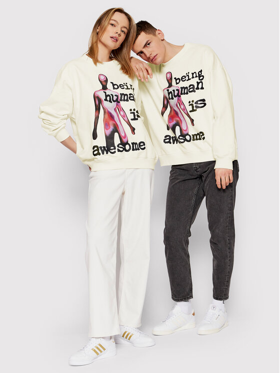 Felpa Unisex Human Being Beige Regular Fit