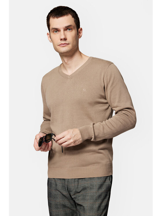 Lancerto Lancerto Sweter Anthony SW073223000047 Beżowy Regular Fit
