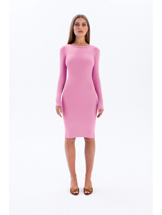 Nudyess Nudyess Vestito di maglia Eos mimi z prążka Rosa Fitted Fit