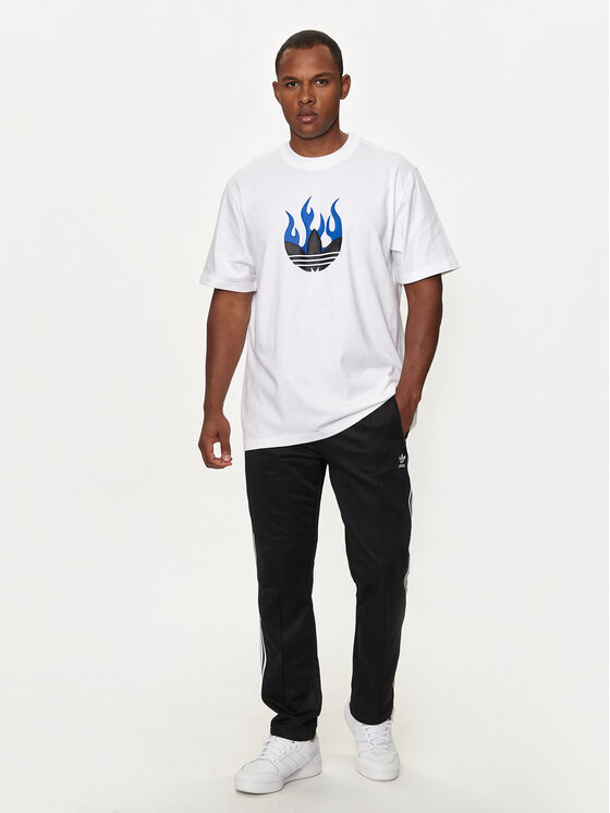 adidas adidas T-Shirt Flames Logo IS2944 Biały Loose Fit